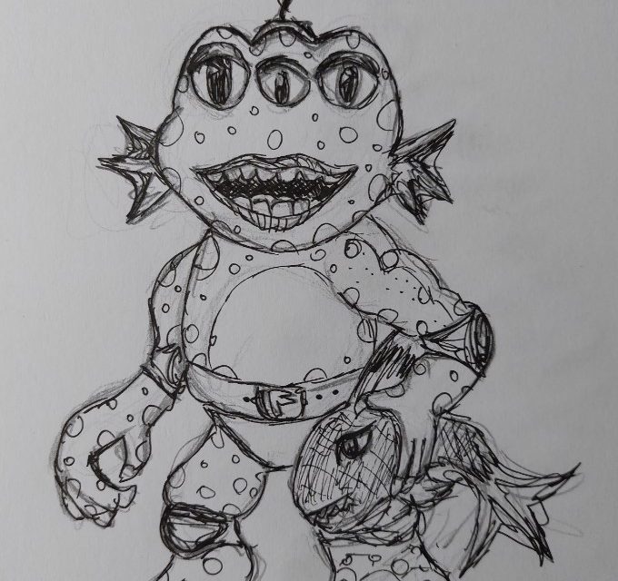 Inktober Frog Drawing